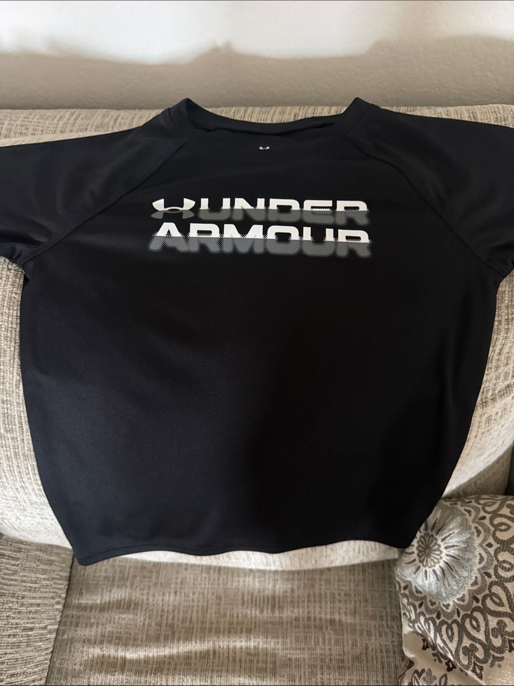 Under Armour Black Youth Short Sleeve Performance Tee with White Logo